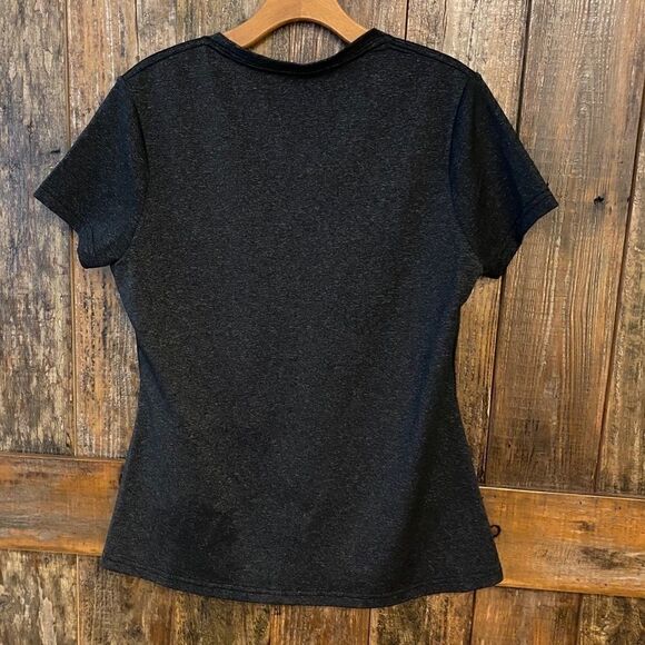 Icyzone L Black Base Layer Exercise Workout Stretch Short Sleeve T-Shirt - Picture 4 of 8